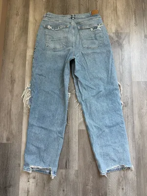 American Eagle Highest Rise Baggy Straight Jeans Destroyed 14 Strigid thumbnail 6
