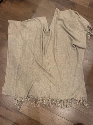 Steve Madden Open Front Ribbed Knit Poncho Beige One Size - C19-108 thumbnail 8