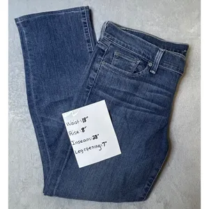 7 For All Mankind Women's Straight Leg‎ Jeans Medium Wash Blue Denim Sz 30 thumbnail 9