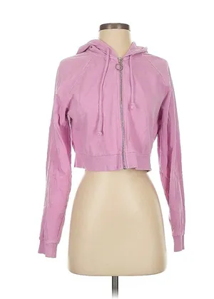 Forever 21 cropped pink zip up jacket thumbnail 1