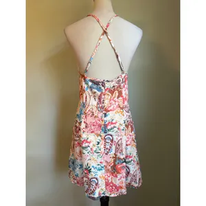 Boho Floral Paisley Patchwork Halter Mini Dress Multi whimsi cottage fairy retro thumbnail 4