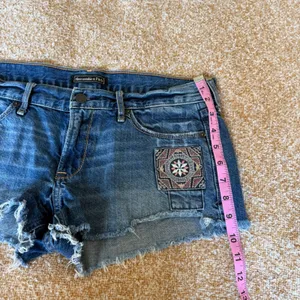 Abercrombie & Fitch Y2K Mini Micro Low Rise Jean Shorts Patchwork Embroidered 27 thumbnail 7