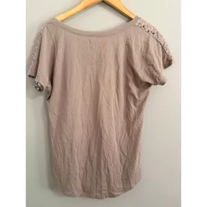 Maurices Women's Taupe Crochet Embellished Boho Geometric Print Tunic Top Size M thumbnail 4