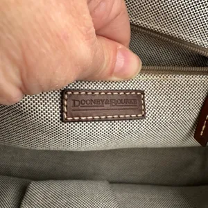 Dooney & Bourke Double Pocket Tote Tan Monogram Brown Leather HandBag Classic thumbnail 8
