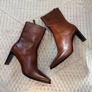 Reformation Caludette Bootie in Cavalier Brown Leather thumbnail 1