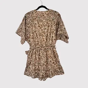NWT Baltic Born Romper Brown Connor Taupe Floral V Neck Short Sleeve Boho Medium thumbnail 3