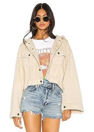 Free People We The Free Dreamers Hooded Fleece Jacket Cream Beige Large OB958949 thumbnail 1