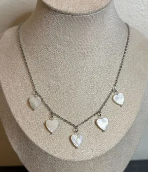 Handmade Silver Mother Of Pearl Heart Charm Necklace thumbnail 1
