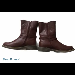 Steve Madden Maximus Burgundy Double Buckle Leather Boot Charcoal Sherpa Lined thumbnail 7