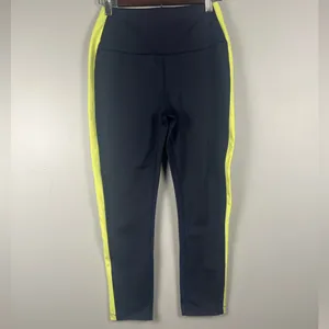 Splits59 Navy yellow striped cropped high rise leggings size medium thumbnail 2