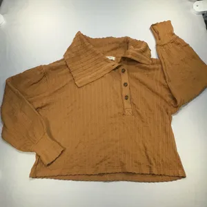 We The Free Now Drop Off Center Burnt Orange Copper Chunky Knit Sz Lg Oversized thumbnail 5