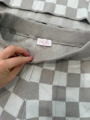 Pink Lily Checkered Sweater Knit Set thumbnail 2