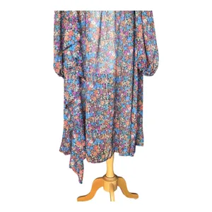For Love & Lemons Brittany Floral Midi Dress Smocked Ruffle Medium NWT Romantic thumbnail 5