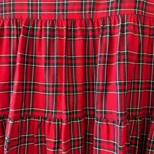 Madewell Red Plaid Clandon Viscose Tiered Button Back Baby Doll Top SZ S #2328 thumbnail 9