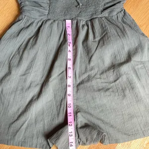 Aerie Olive Green Smocked Romper Women’s Size SP Small Petite Cotton Gauze thumbnail 7