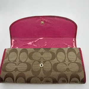 Coach Signature C Flap Red Canvas Leather Wallet thumbnail 4