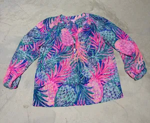 Lilly pulitzer Elsa gypset paradise Pineapple Print Long Sleeve Blouse large thumbnail 1