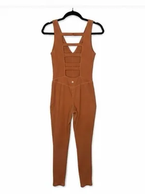 Free People FP Movement Never Better One Piece Jumpsuit Sequoia Brown NEW XS thumbnail 5