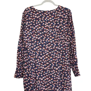 Boden Women's Size 12 Long Sleeve Midi Dress‎ Long Navy Pink Tulip Floral V-Neck thumbnail 9
