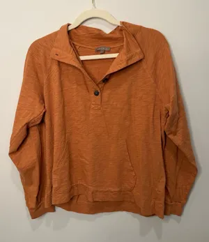 Lilla P Burnt Orange Cotton Slub Pullover Top Womens Size Medium Long Sleeve thumbnail 1