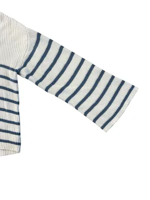 Edikted 1/4 Zip oversized Ribbed Sweater White with Navy Stripes Nautical cotton thumbnail 5
