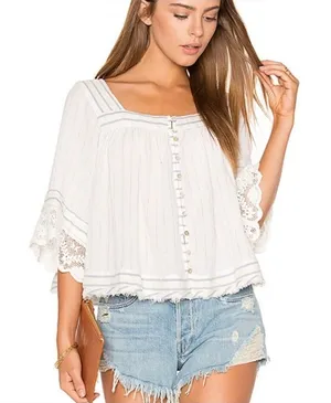Free People See Saw Top With Glitter Thread Detailing Size XS thumbnail 1