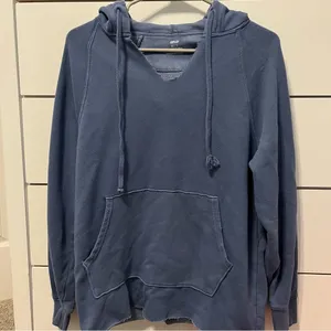 Aerie Blue Oversized V Neck Sweatshirt Hoodie thumbnail 2
