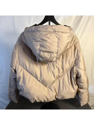ZARA Beige Hooded Puffer Jacket Size S thumbnail 2