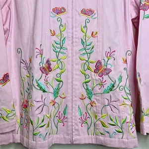 Vintage Quacker Factory Floral Embroidered Zip Up Jacket Women’s Size Large Pink thumbnail 3