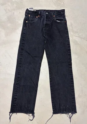 Levi Strauss Levi’s 501 premium black denim jeans 30x30 frayed thumbnail 1