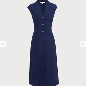 RIHOAS The Navy V Neck Button Cap Sleeve Midi Dress thumbnail 5