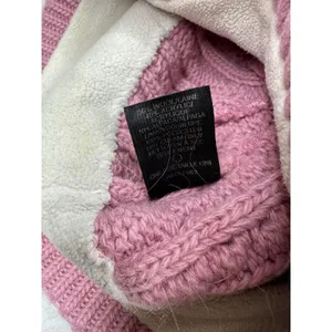 The North Face Hat Beanie OS Pink Cable Knit Fleece Lined Womens One Size Wool thumbnail 4