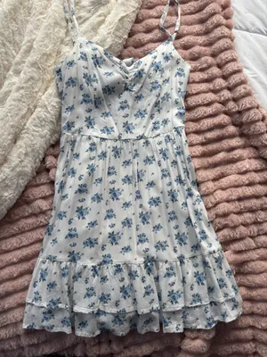 White and Blue Flower Hollister Dress thumbnail 1