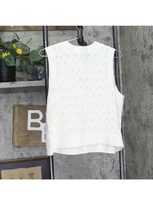 NWT Universal Thread Womens Sweater Crochet Vest 94429888 Cream Off White XXL thumbnail 3