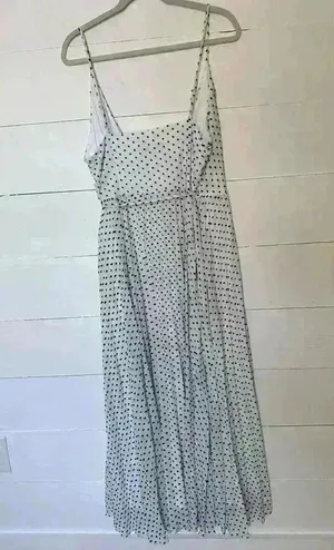 Express White With Black Swiss Polka Dot Wrap Front Maxi Dress Size L thumbnail 7