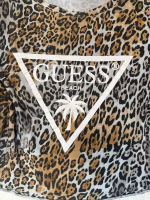 GUESS Beach Leopard Print Logo Crop Top Shirt Size XS thumbnail 3