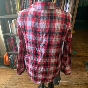 Victoria’s Secret red and black plaid lumberjack M flannel button down shirt thumbnail 2