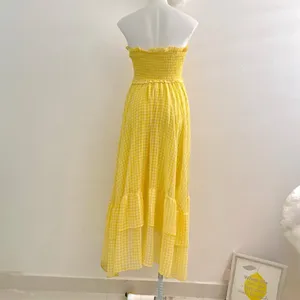 Anthropologie Yellow Gingham Dress Medium Low Coquette Cottagecore Boho Ruffle thumbnail 6