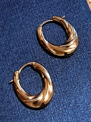 Macy’s 14K Gold Hoop Diamond Earrings W/ Resin Core thumbnail 1