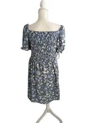 ANN TAYLOR LOFT Blue Floral Smocked Sundress Size Large thumbnail 8