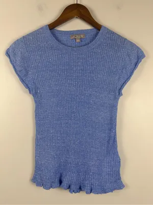 J. Crew blue Cap-sleeve crewneck sweater T-shirt in merino-linen blend size S thumbnail 1