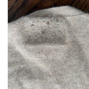 Abercrombie Vintage Y2K Beige Tan Wool Rabbit Cashmere Beaded Rhinestone Shrug Crop Sweater thumbnail 5
