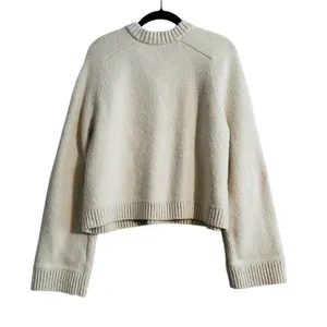 Lululemon Brushed Cotton Merino Blend Crewneck Sweater Ivory Preppy Size Small thumbnail 9