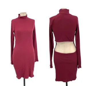 Free People Beach Guess Who's Back Rib Knit Cutout Dress Wild Garnet‎ Size Large thumbnail 3