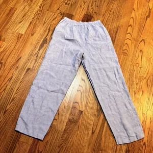 Karen Kane Light Blue Linen Pull On Pants Women's Size M Elastic Waist Relaxed‎ thumbnail 2