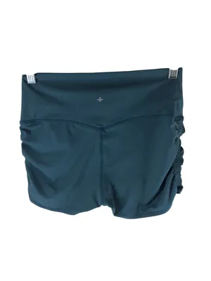 Halara SoftlyZero QuickDry High Waisted Tummy Control Ruched Biker Shorts Blue L thumbnail 4