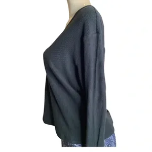 UGG Size Medium Black Ribbed Three Button Long Sleeve Top. New With Tags. thumbnail 12