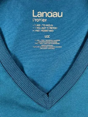 Landau Proflex Scrub Top Women's Large Blue V Neck Stretch Medical Uniform thumbnail 5