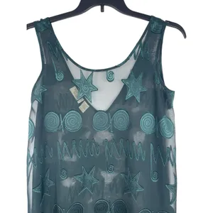 Victoria’s Secret Sheer Embroidered Tank Top S Teal Y2K Fairy Grunge Gold Label thumbnail 4