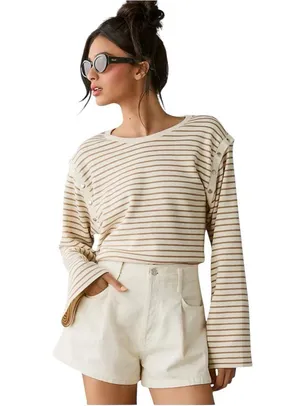Anthropologie Maeve Slouchy‎ Striped Long Sleeve Tee Size S thumbnail 1